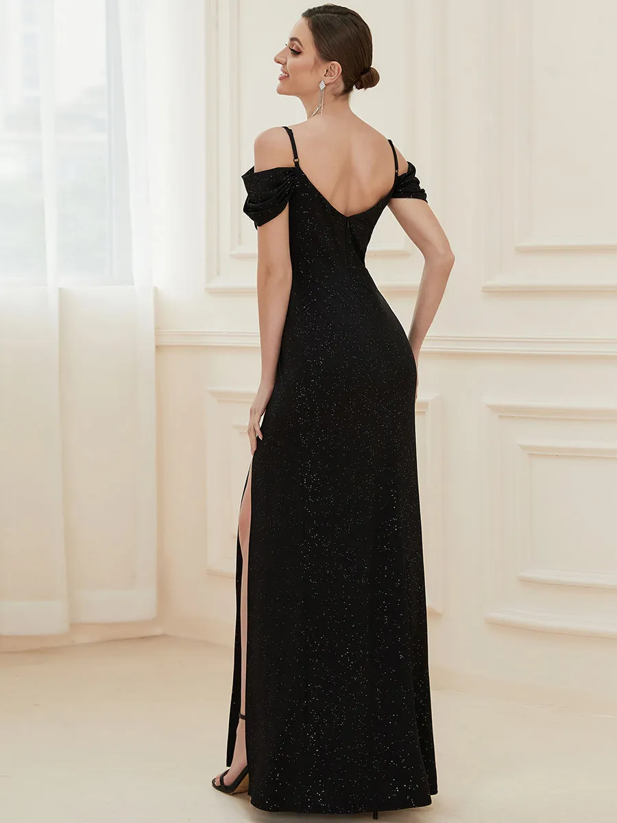 Deep V Neck Wholesale Long Evening Dresses with Split