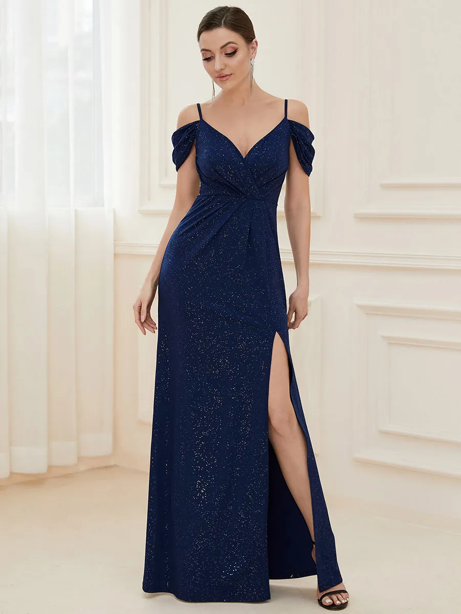 Deep V Neck Wholesale Long Evening Dresses with Split