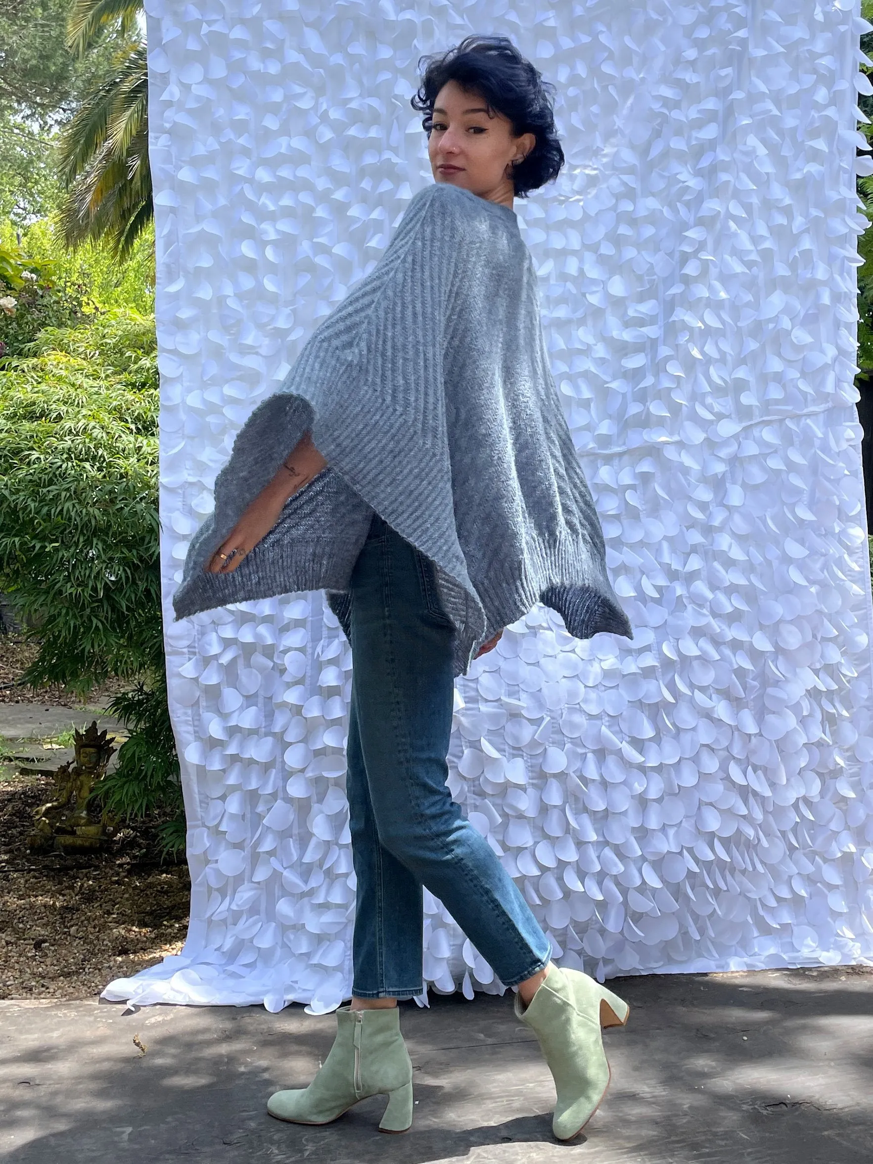 Denim Knit Poncho