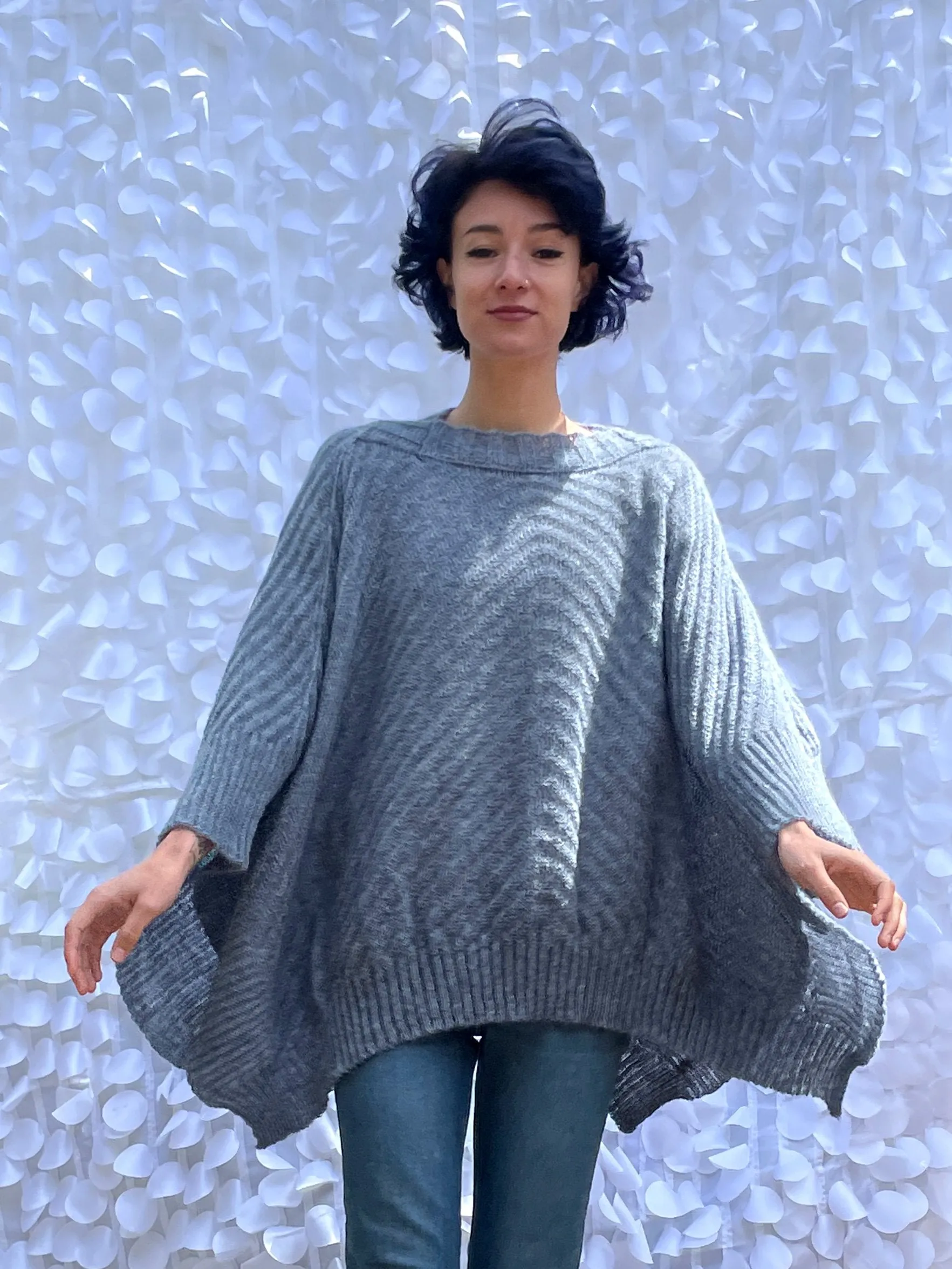 Denim Knit Poncho