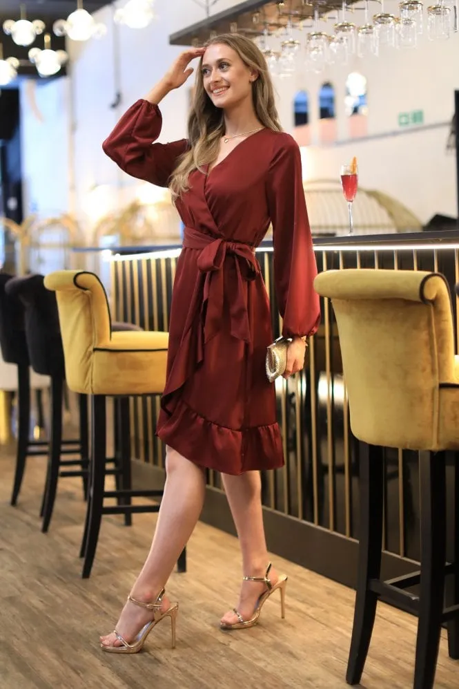 Double Second Red Frill Wrap Dress