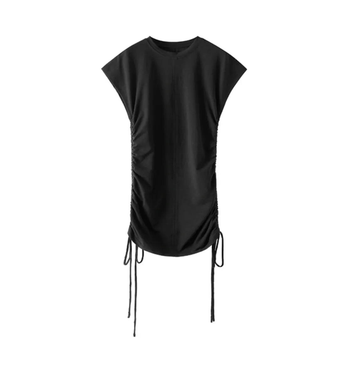 DRAWSTRING BLACK MINI DRESS