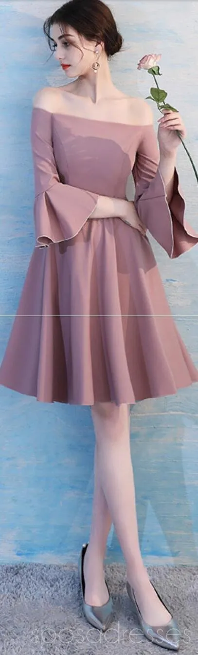 Dusty Pink Short Mismatched Simple Cheap Bridesmaid Dresses Online, WG510