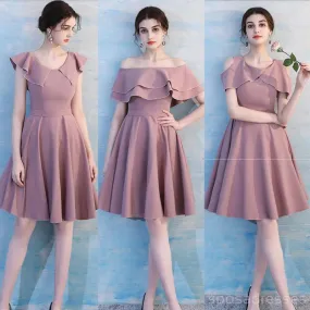 Dusty Pink Short Mismatched Simple Cheap Bridesmaid Dresses Online, WG510