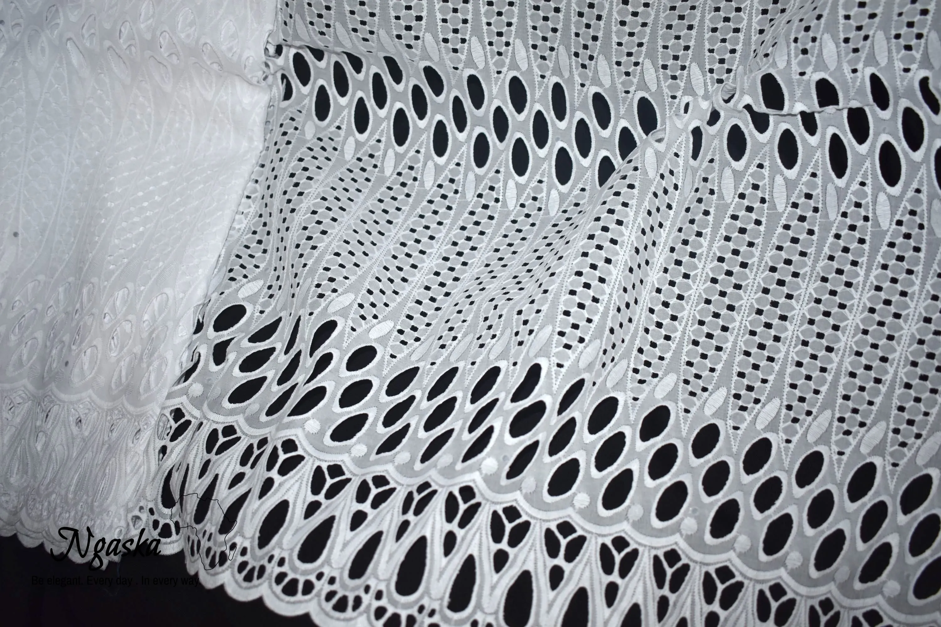 Eggshell white African lace cloth, Ankara lace by the yard, dresses for ladies - WL 2