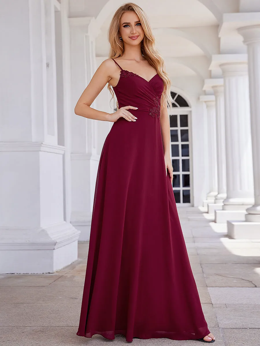 Elegant Bridesmaid Dresses Sleeveless A-Line Cross Back Chiffon Dresses with Embroidery Decoration