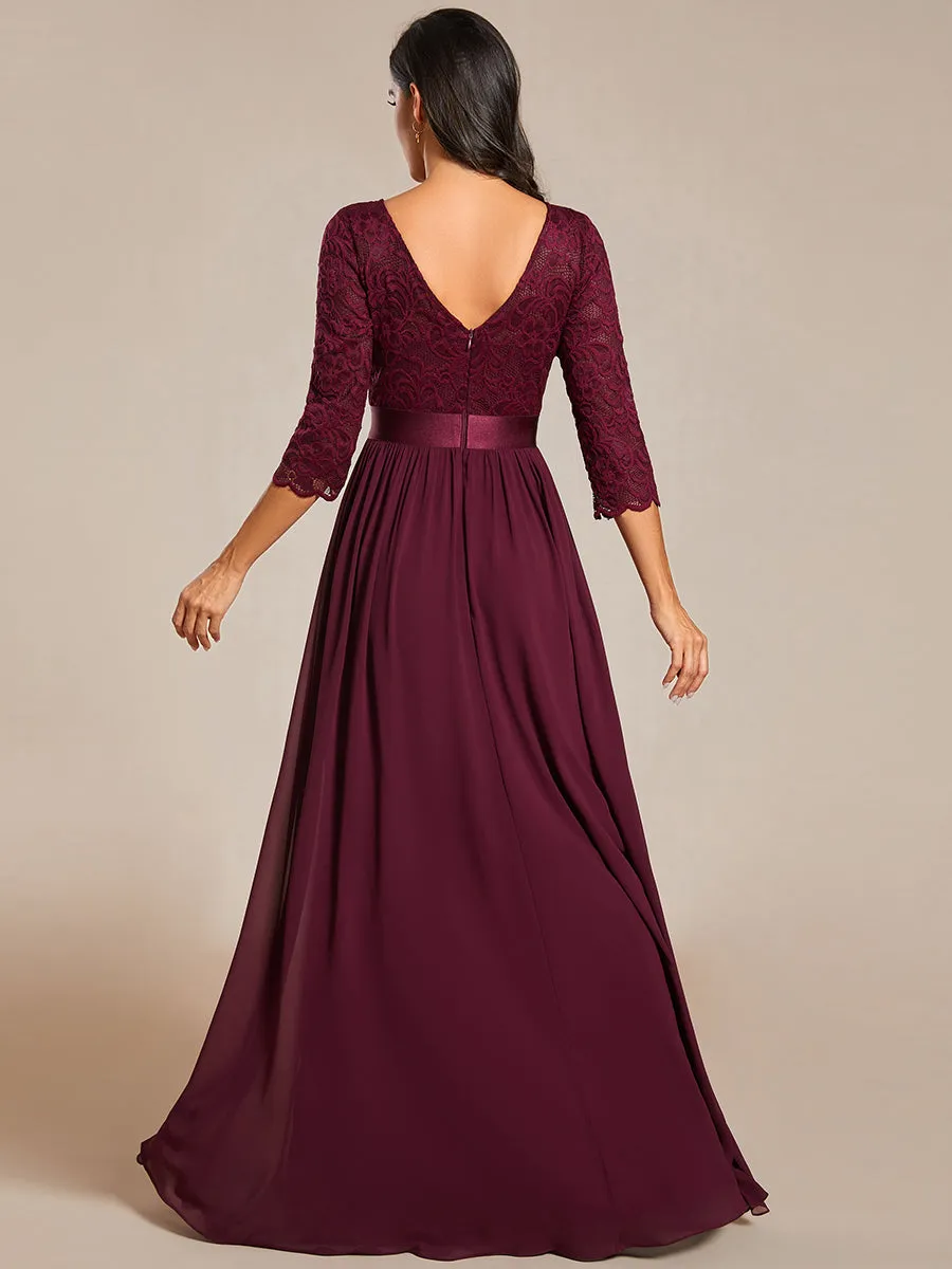 Elegant Empire  Wholesale Bridesmaid Dresses with Long Lace Sleeve