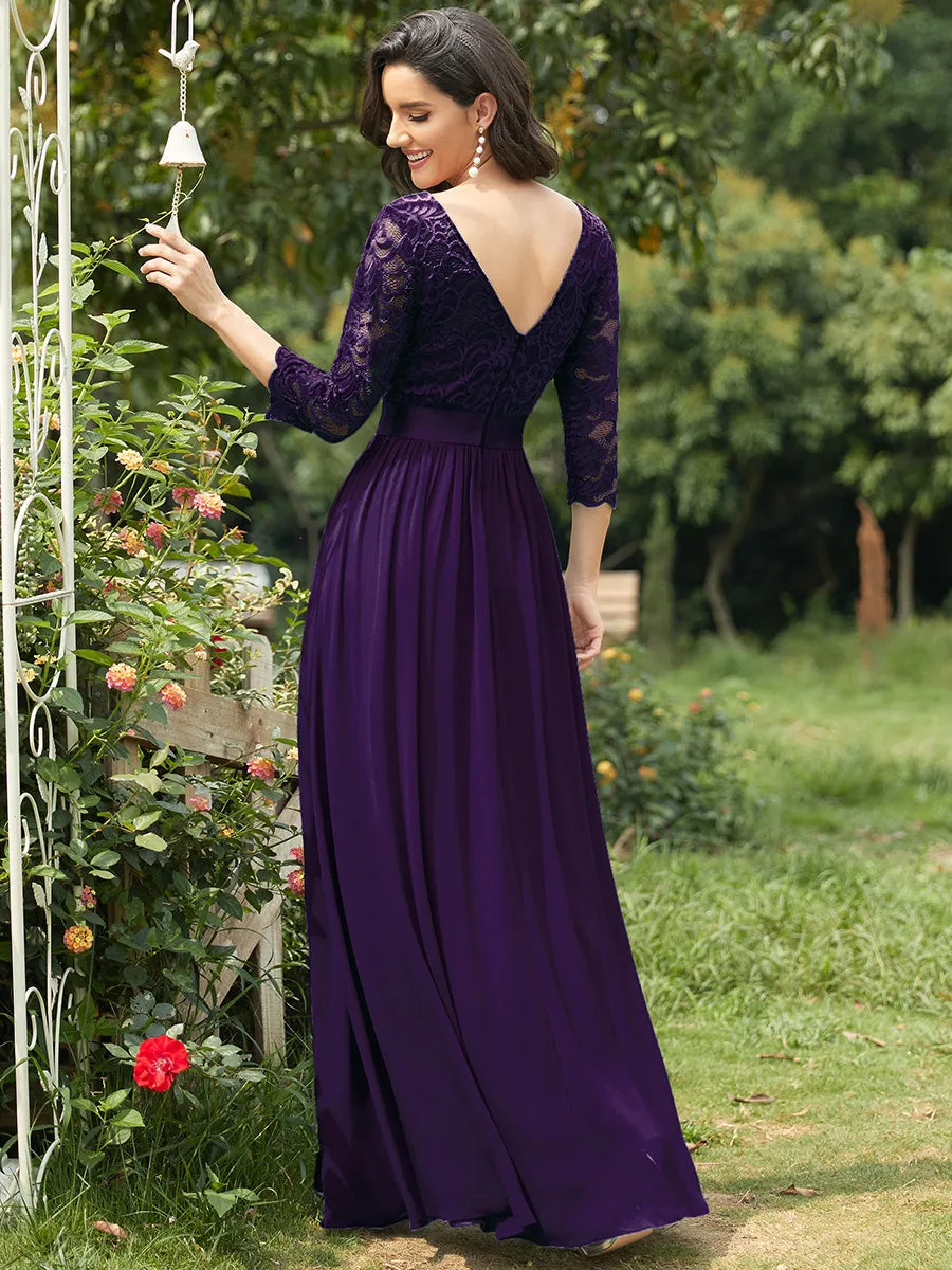 Elegant Empire  Wholesale Bridesmaid Dresses with Long Lace Sleeve