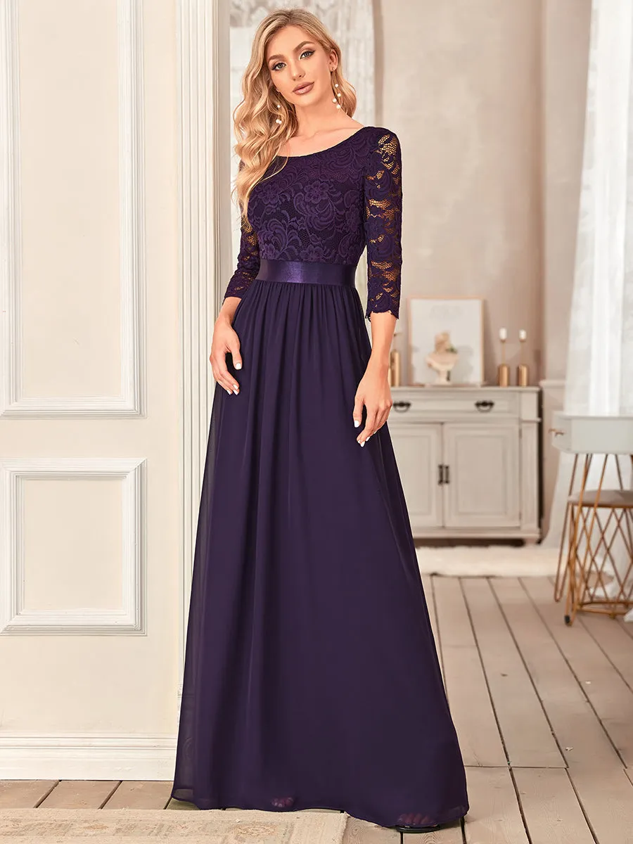 Elegant Empire  Wholesale Bridesmaid Dresses with Long Lace Sleeve