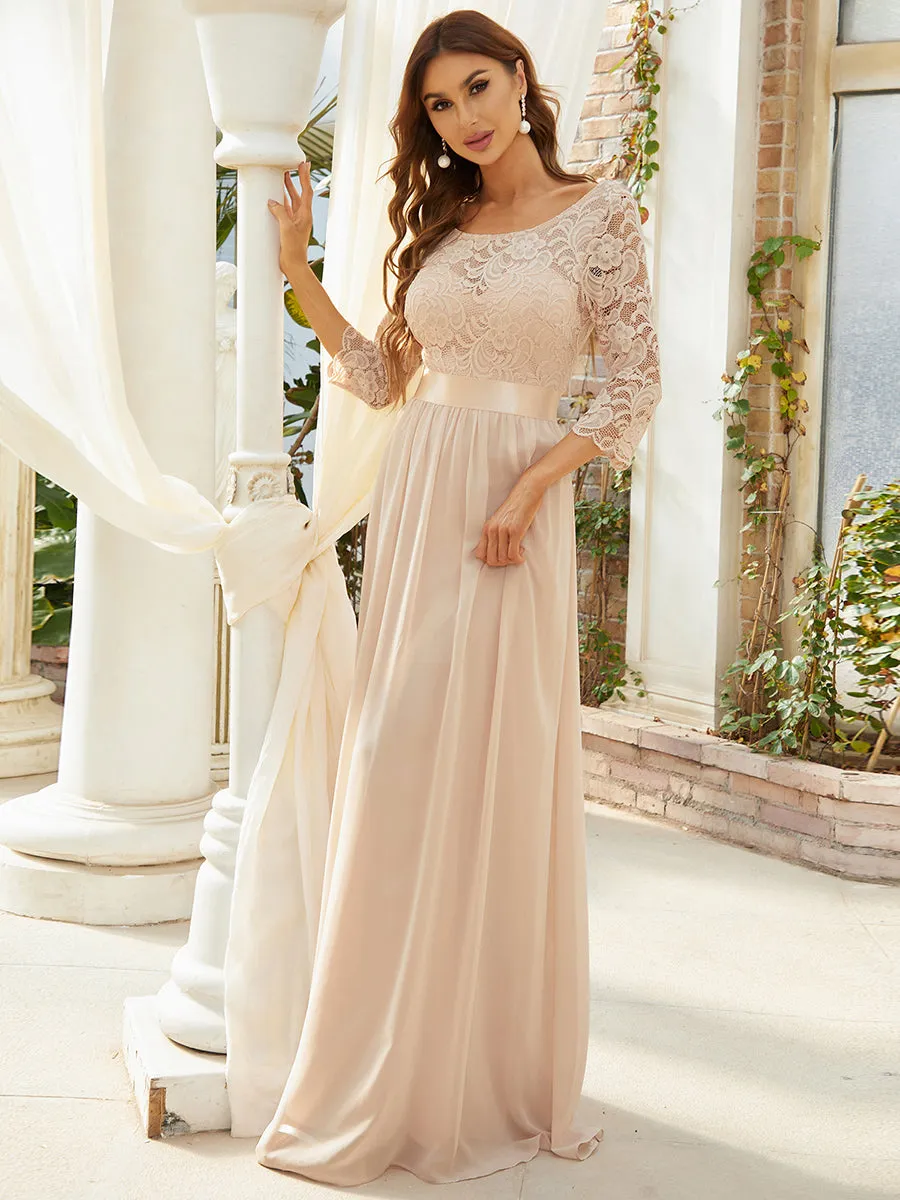 Elegant Empire  Wholesale Bridesmaid Dresses with Long Lace Sleeve