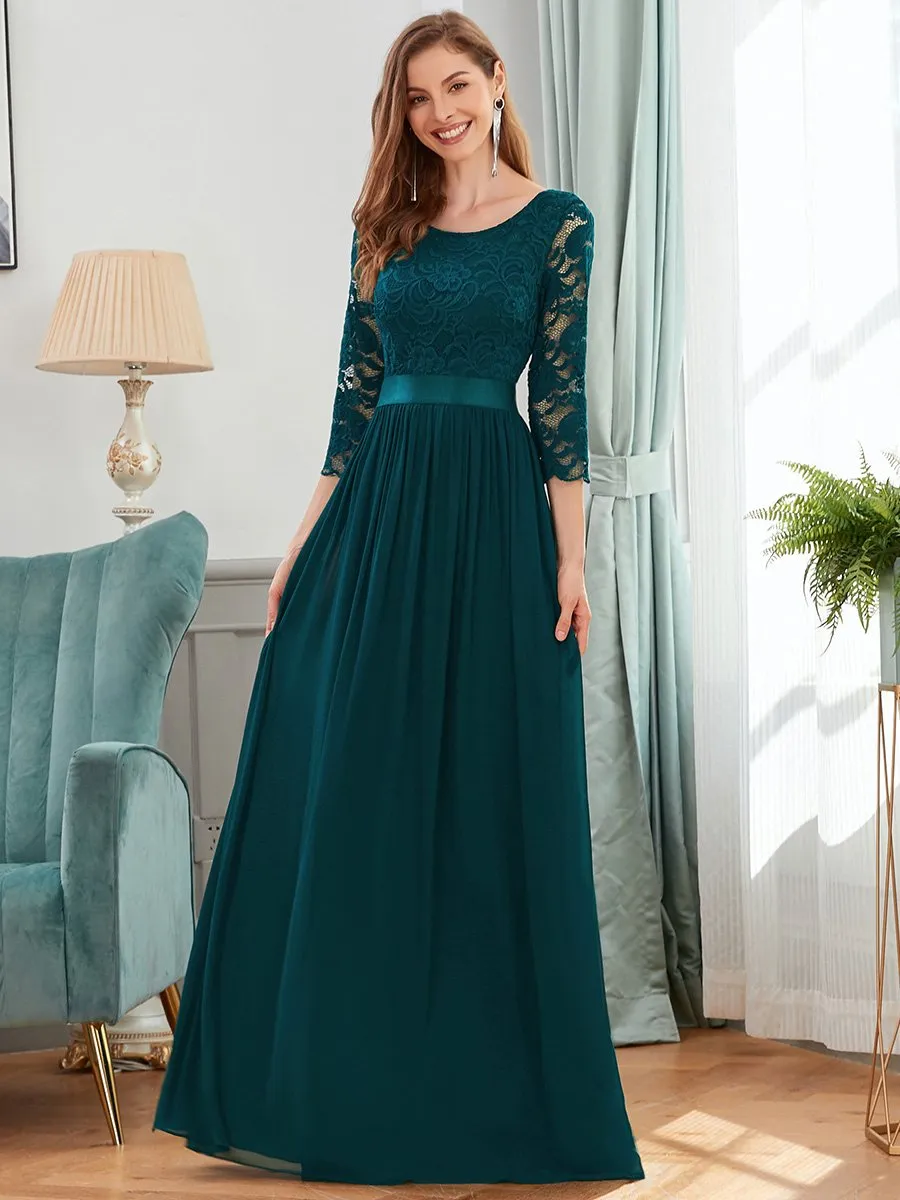 Elegant Empire  Wholesale Bridesmaid Dresses with Long Lace Sleeve