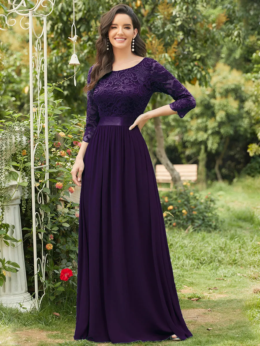 Elegant Empire  Wholesale Bridesmaid Dresses with Long Lace Sleeve