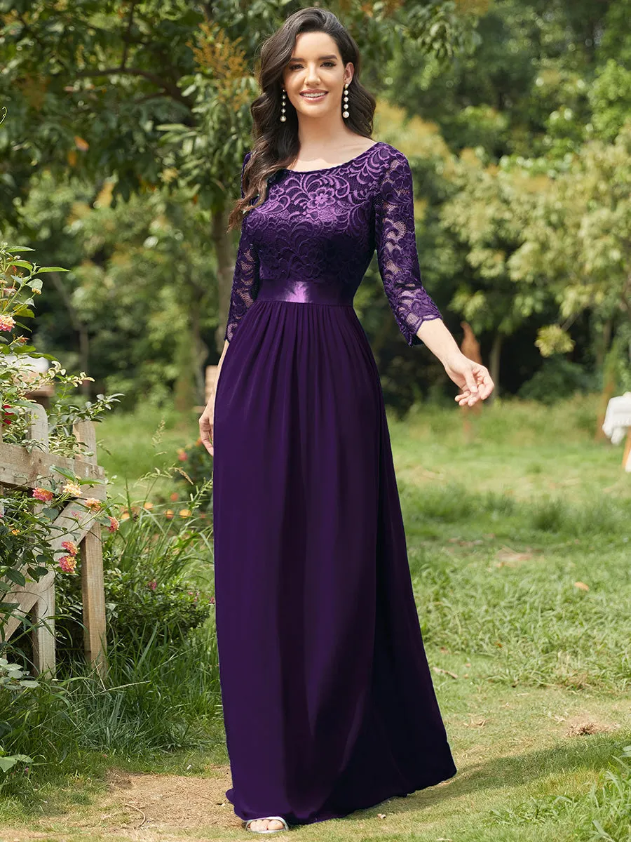 Elegant Empire  Wholesale Bridesmaid Dresses with Long Lace Sleeve