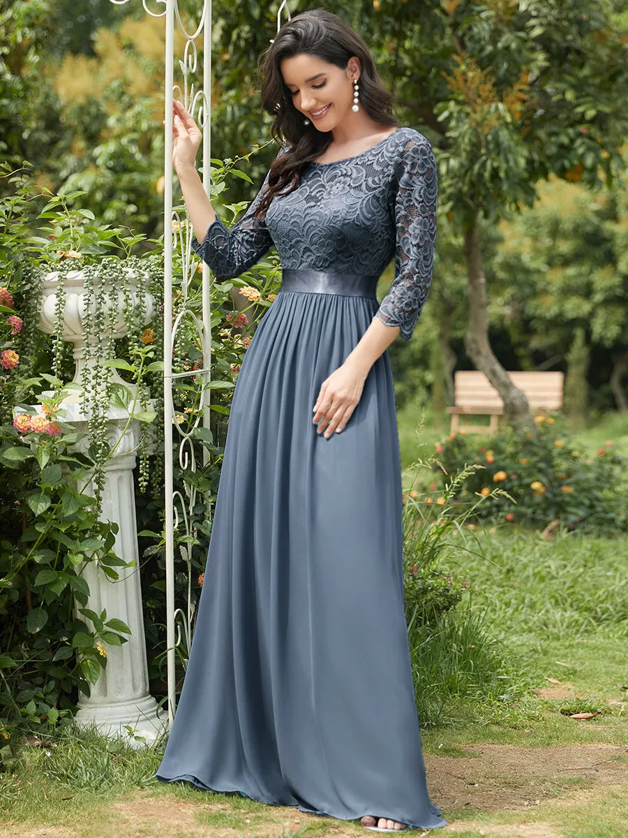 Elegant Empire  Wholesale Bridesmaid Dresses with Long Lace Sleeve