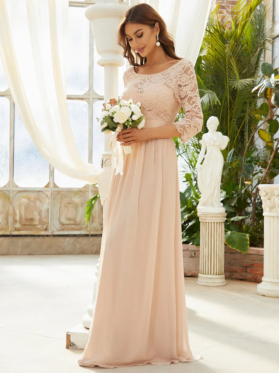 Elegant Empire  Wholesale Bridesmaid Dresses with Long Lace Sleeve