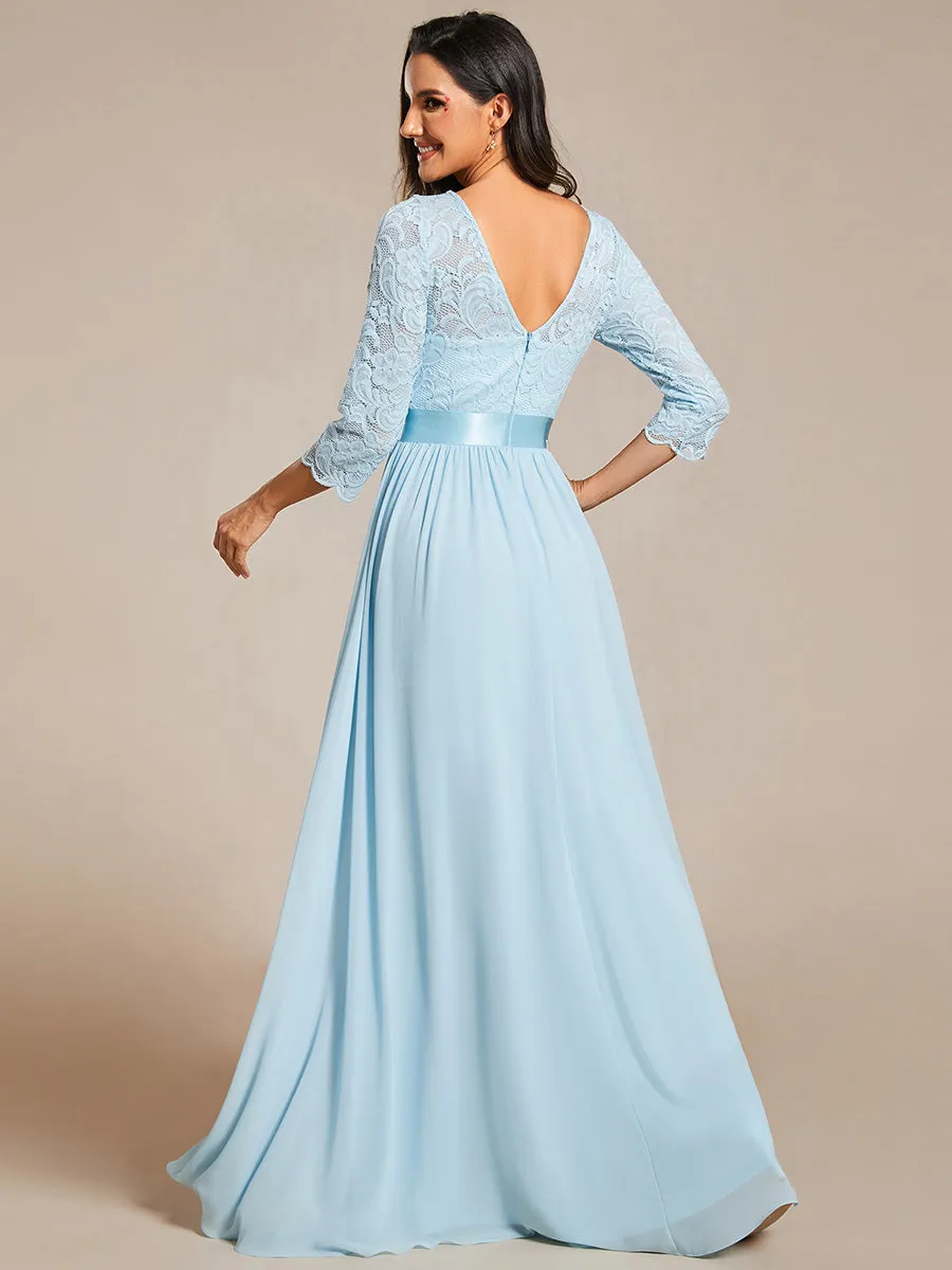 Elegant Empire  Wholesale Bridesmaid Dresses with Long Lace Sleeve