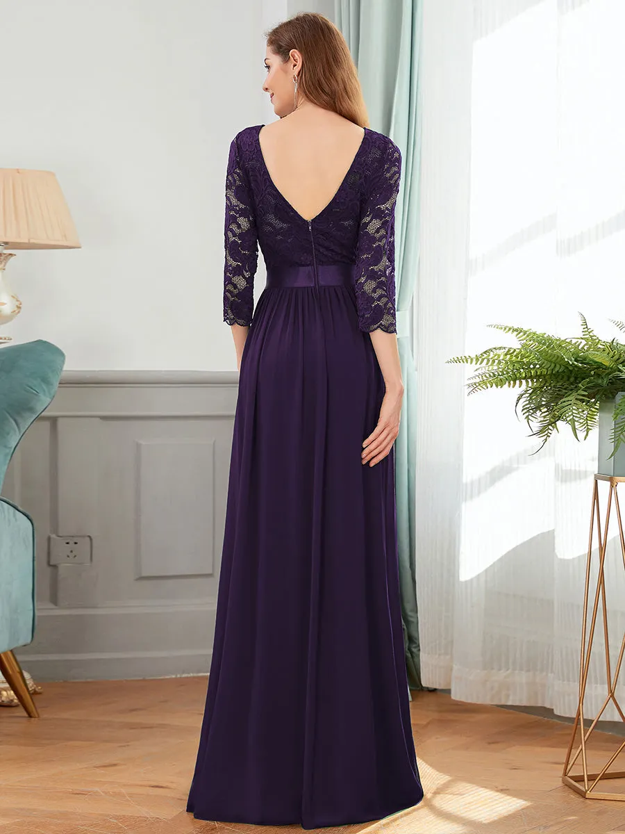 Elegant Empire  Wholesale Bridesmaid Dresses with Long Lace Sleeve