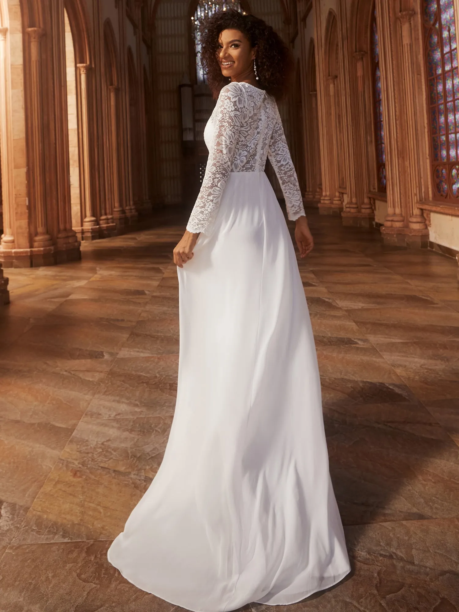 Elegant Hollow Lace V Neck Wholesale Wedding Dresses