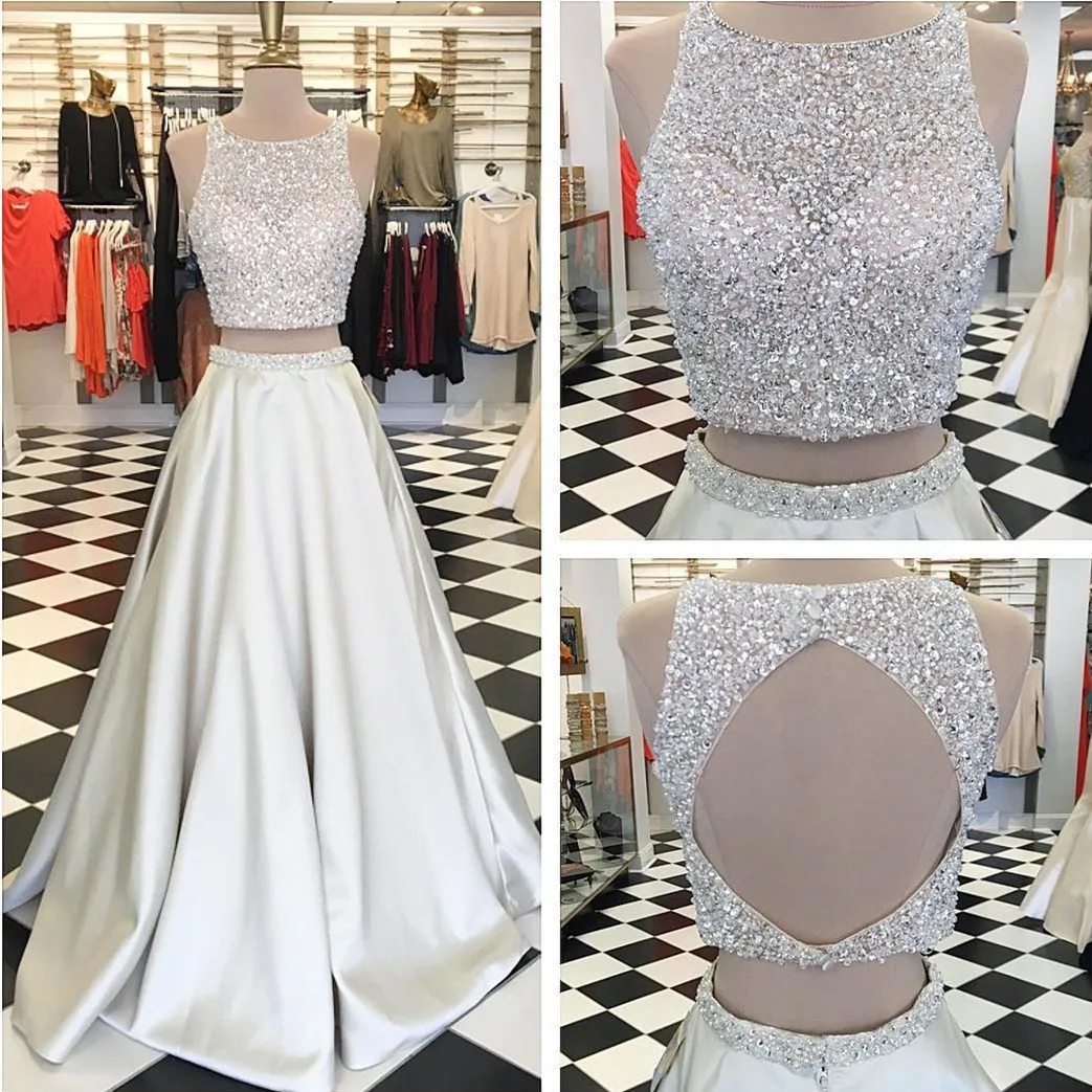 elegant sequins and beaded prom dresses ball gowns two piece