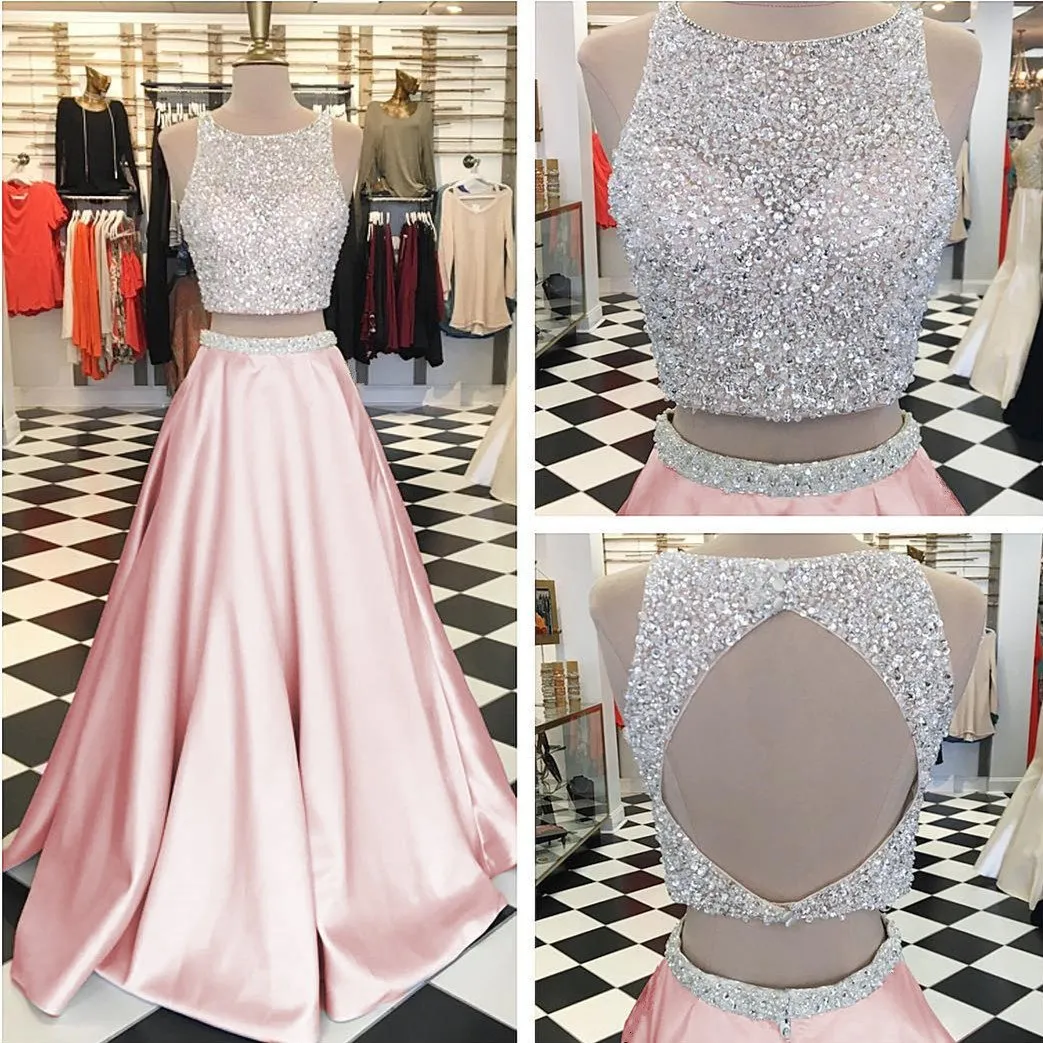 elegant sequins and beaded prom dresses ball gowns two piece