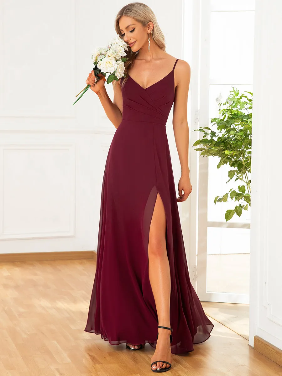 Elegant Spaghetti Straps Wholesale Chiffon Bridesmaid Dresses