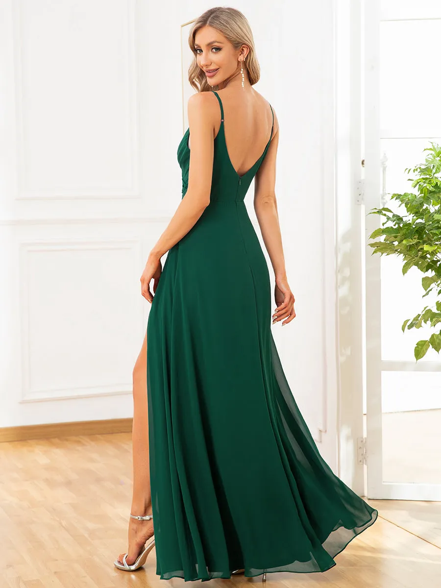 Elegant Spaghetti Straps Wholesale Chiffon Bridesmaid Dresses