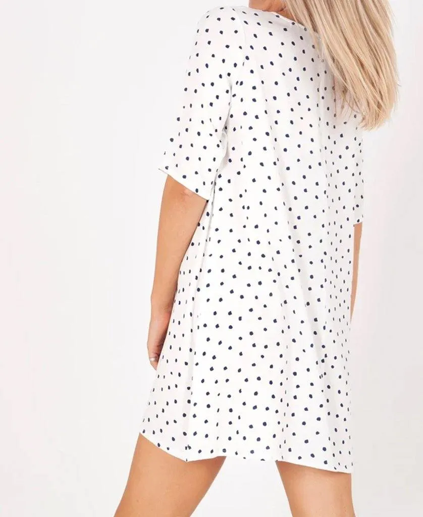 Fleur Dress | Polka Dot White