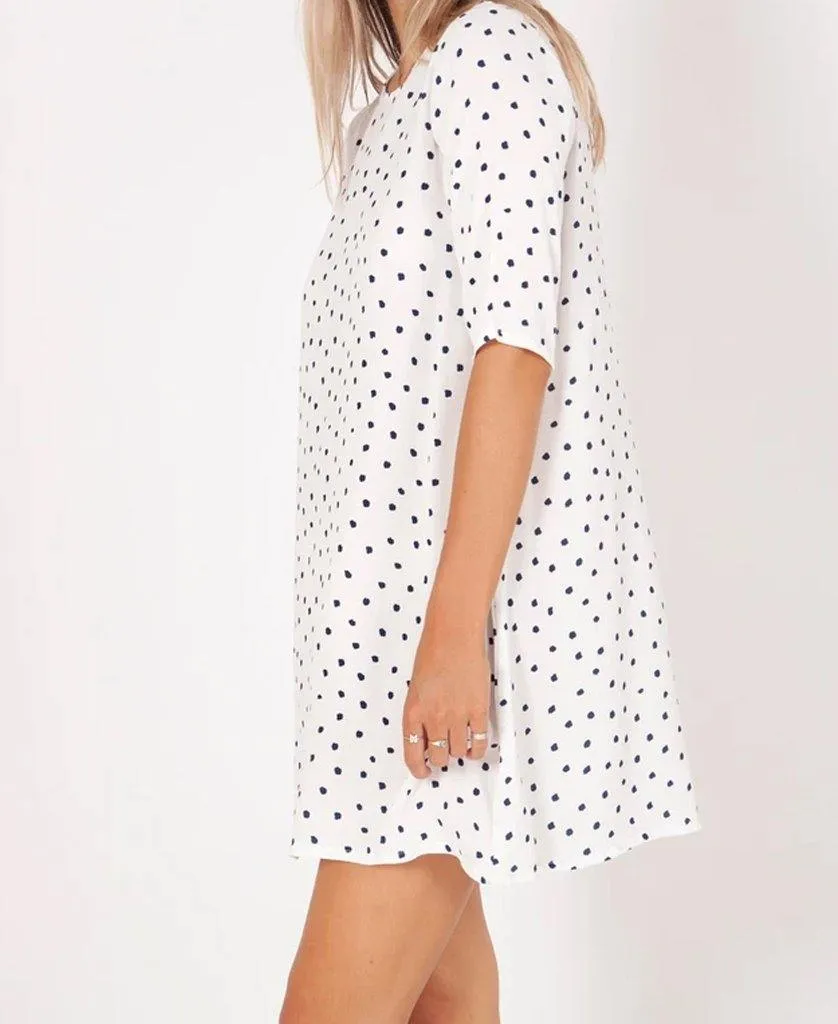 Fleur Dress | Polka Dot White