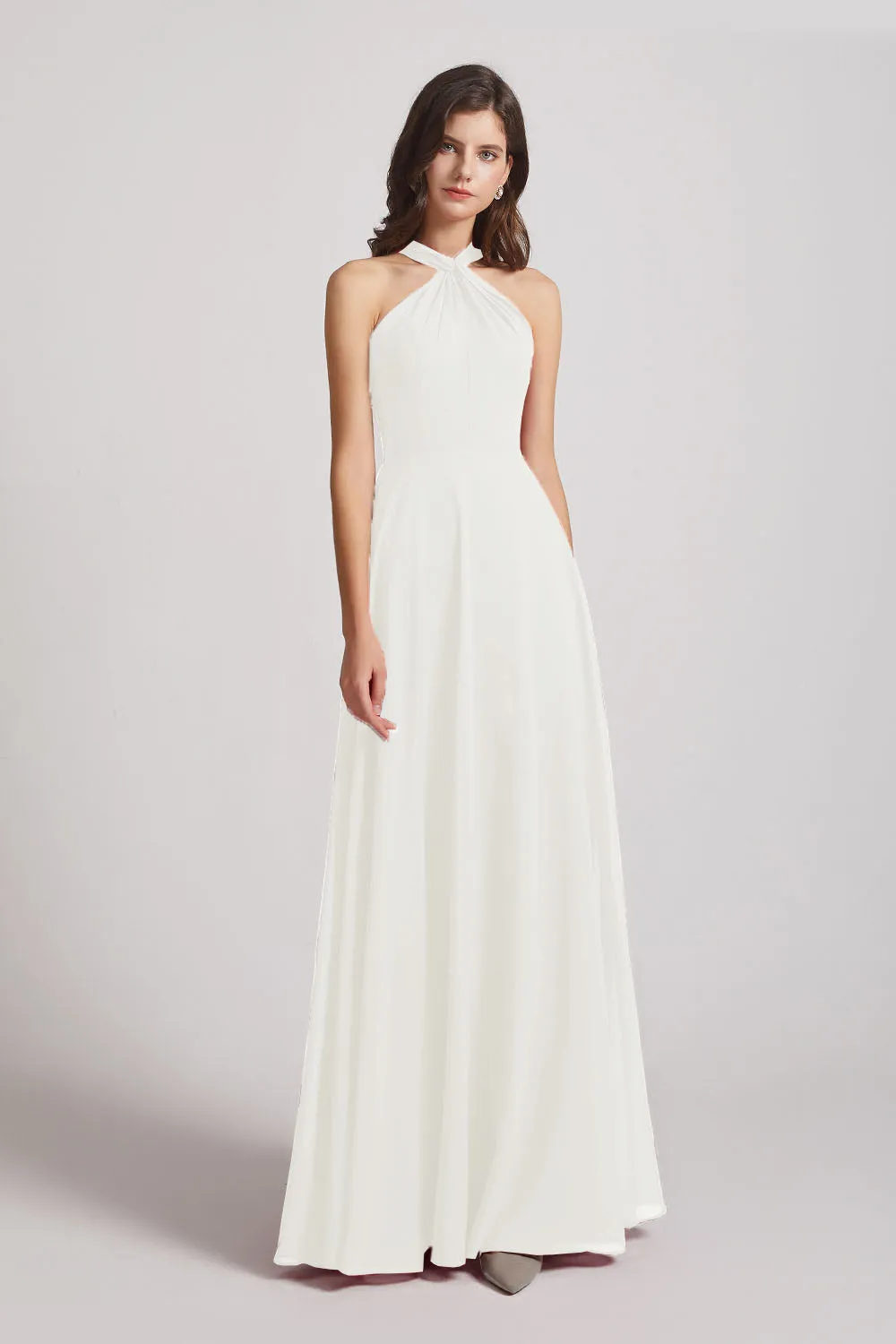 Floor Length Chiffon Bridesmaid Dresses with Criss Cross Neckline (AF0113)