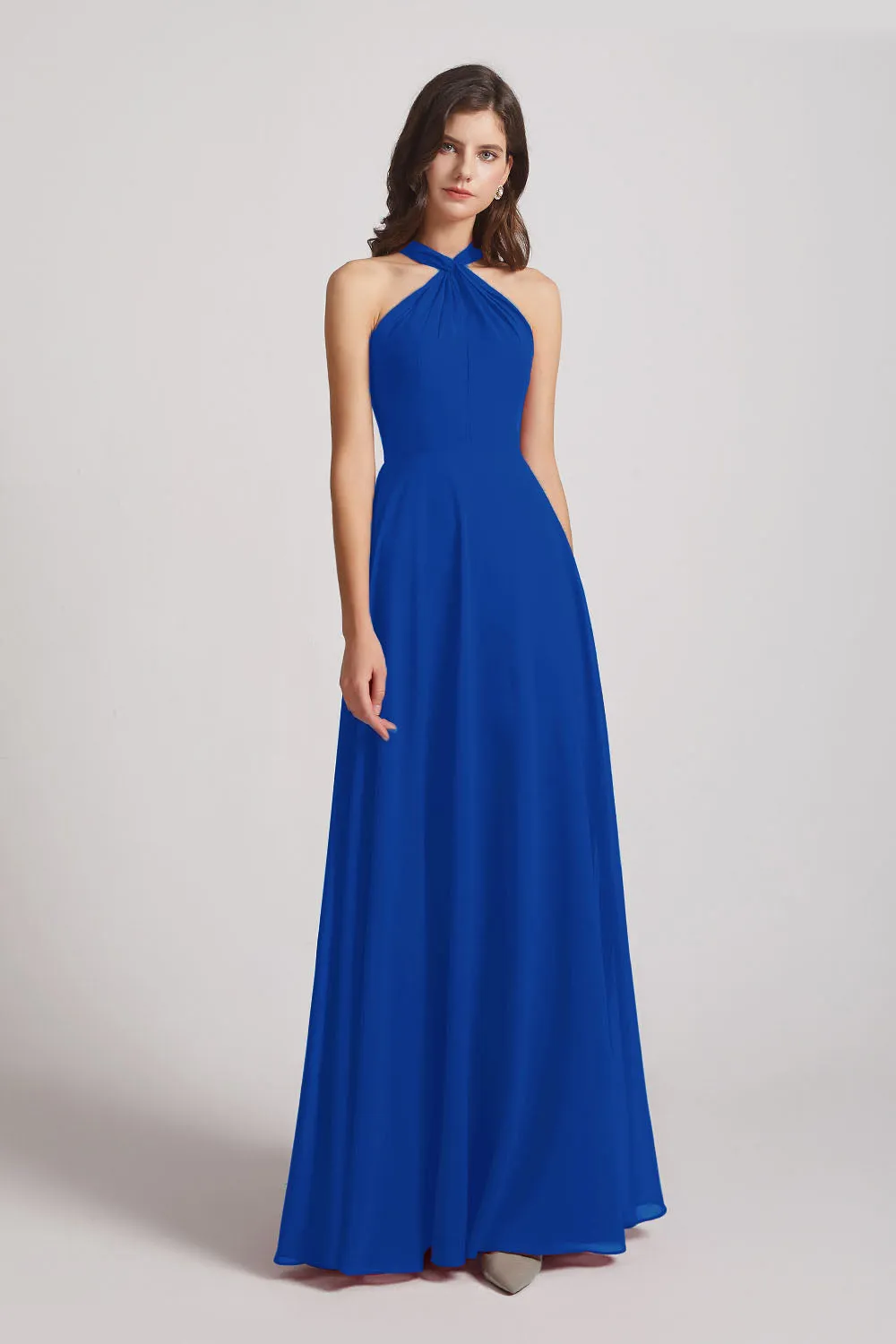 Floor Length Chiffon Bridesmaid Dresses with Criss Cross Neckline (AF0113)