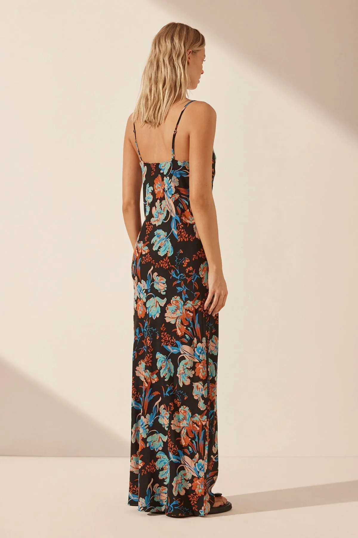 FLOTTE SILK PLUNGED SLIP MAXI DRESS