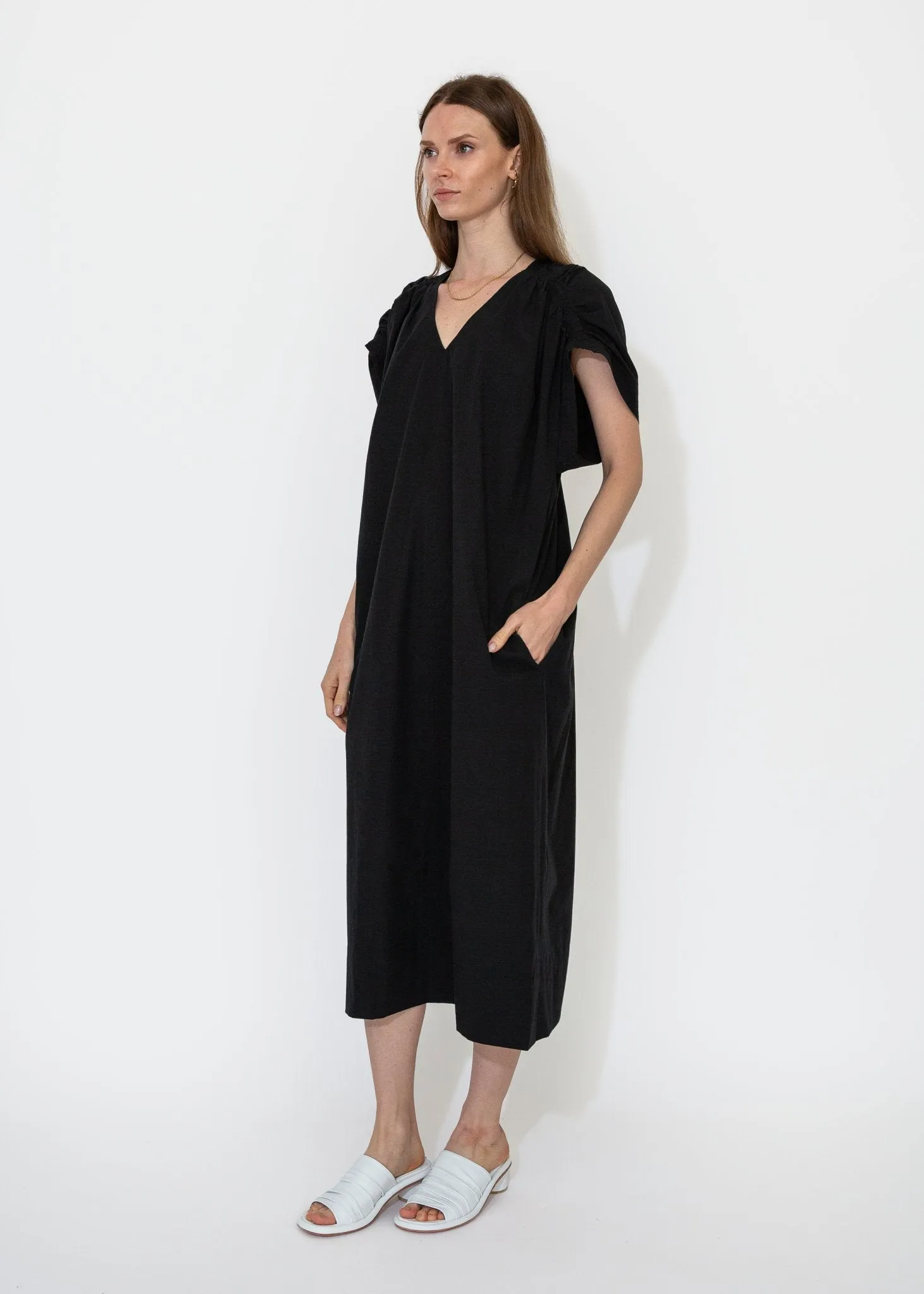 Gathered Dress in Black