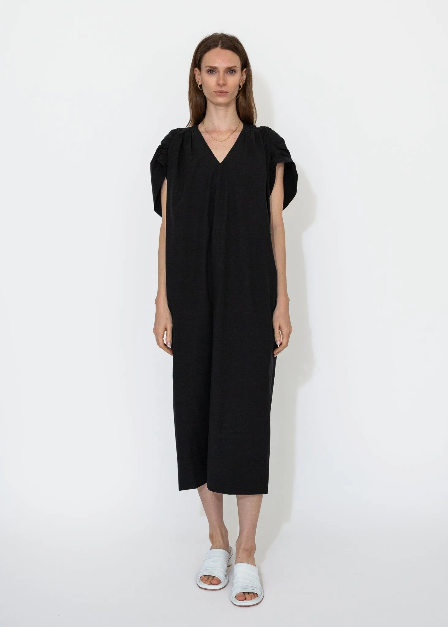 Gathered Dress in Black