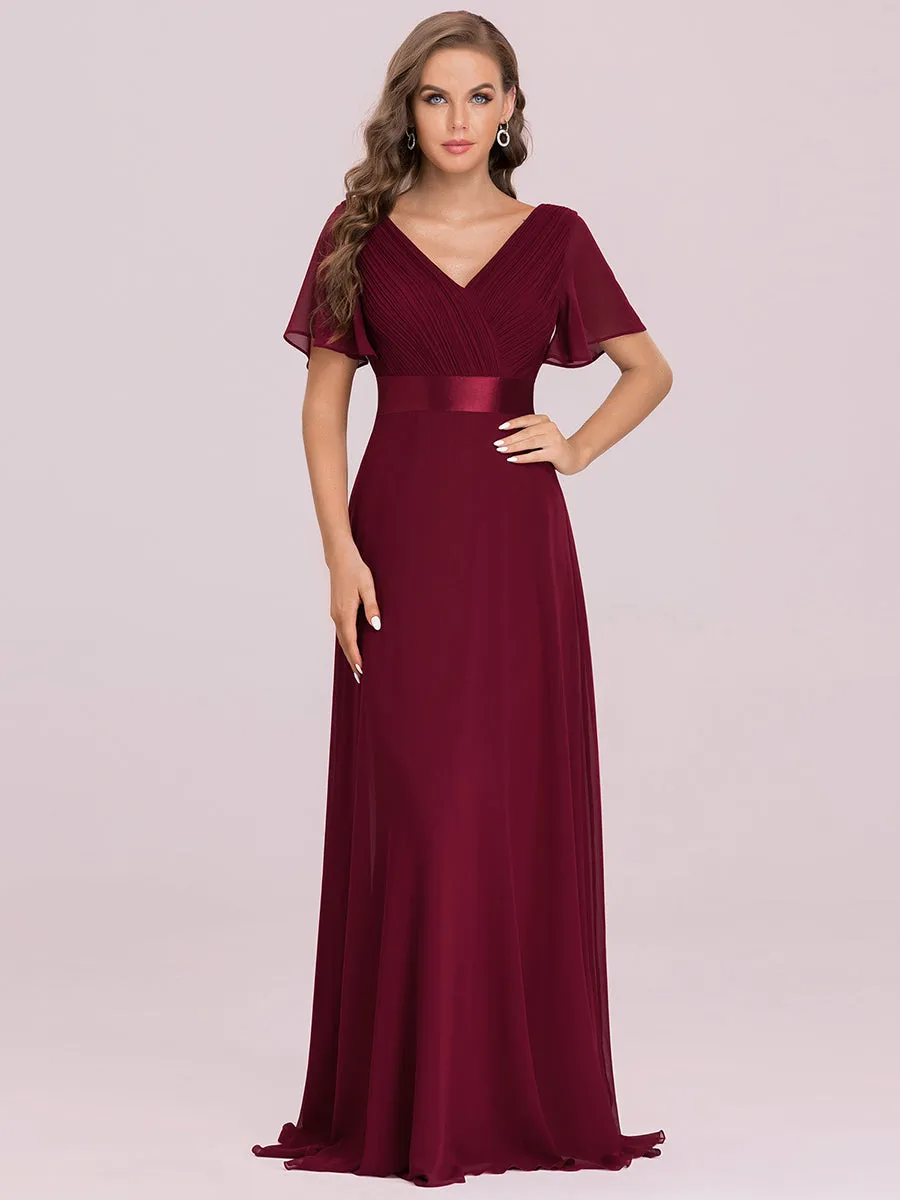 Glamorous Double V-Neck Ruffles Padded Wholesale Evening Dresses