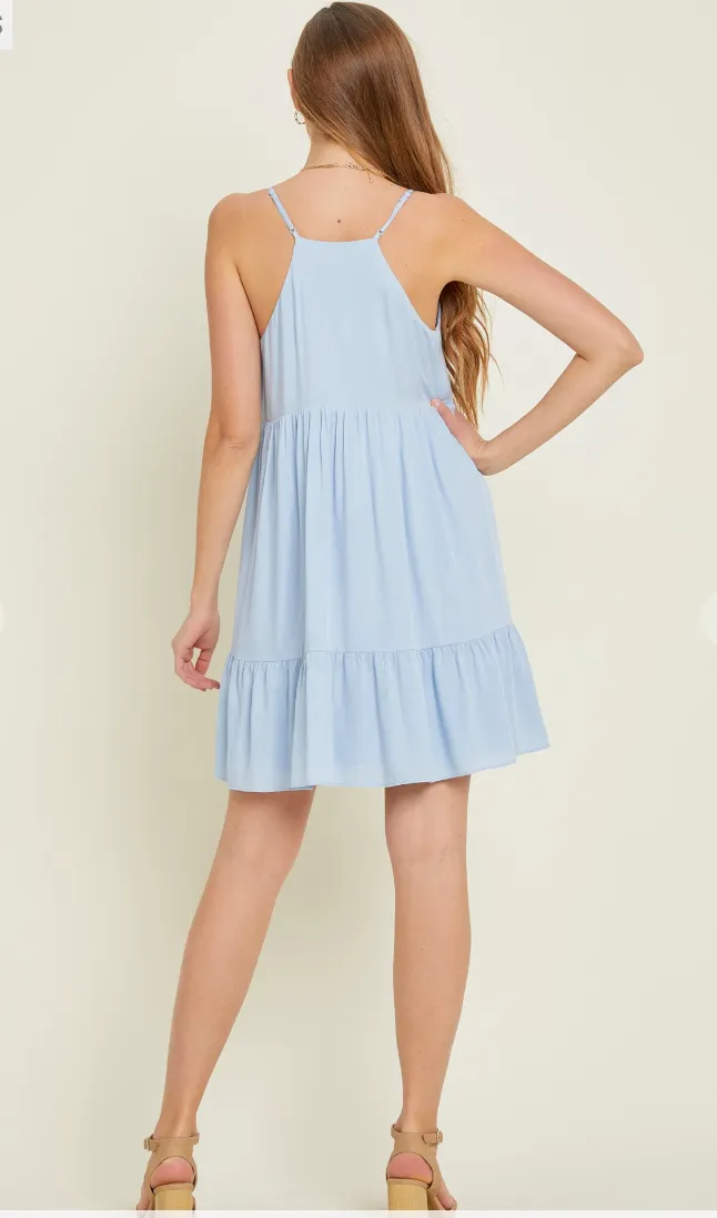 Halter Neck Flare Dress (2 Colors)