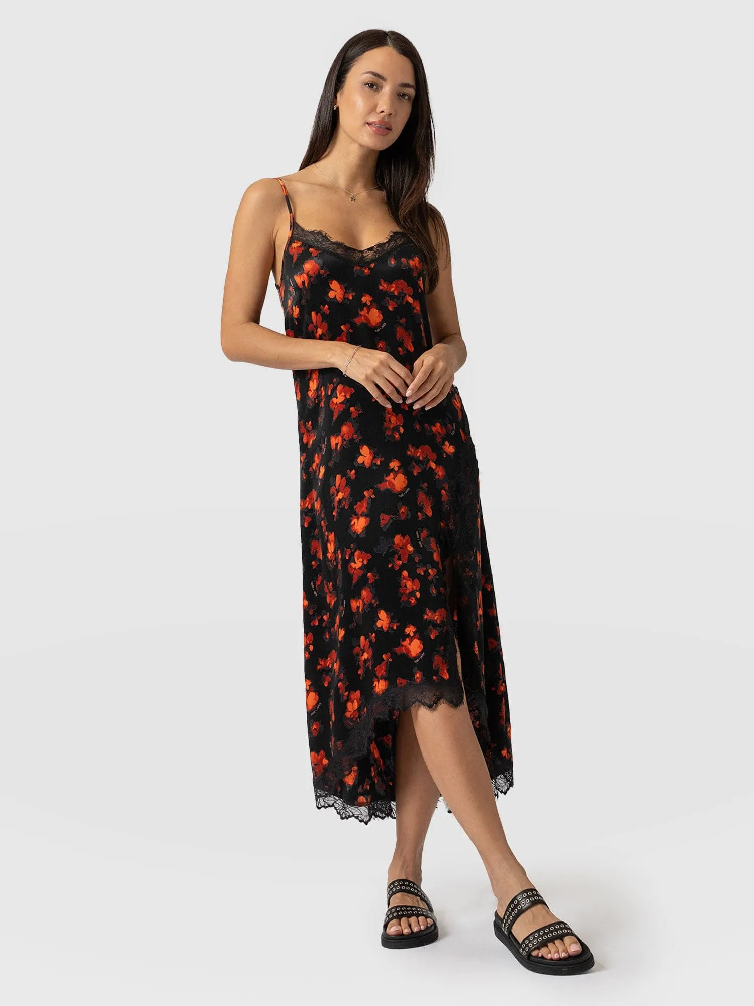 Harper Lace Cami Dress - Red Aurora