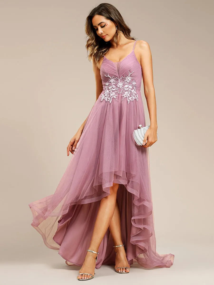 High Low Mesh Appliques Wholesale Prom Dresses