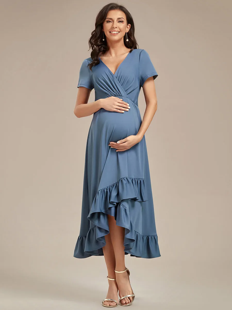 High Low Ruffles Wholesale Maternity Dresses