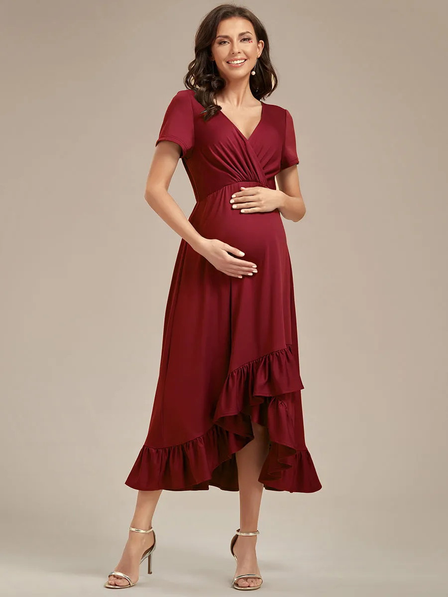 High Low Ruffles Wholesale Maternity Dresses