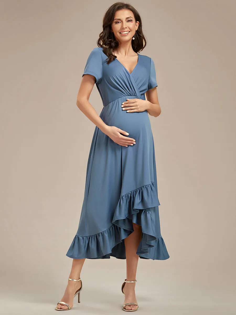 High Low Ruffles Wholesale Maternity Dresses