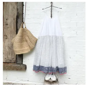 Blue Stripe Linen Gauze High Tea Slip Dress