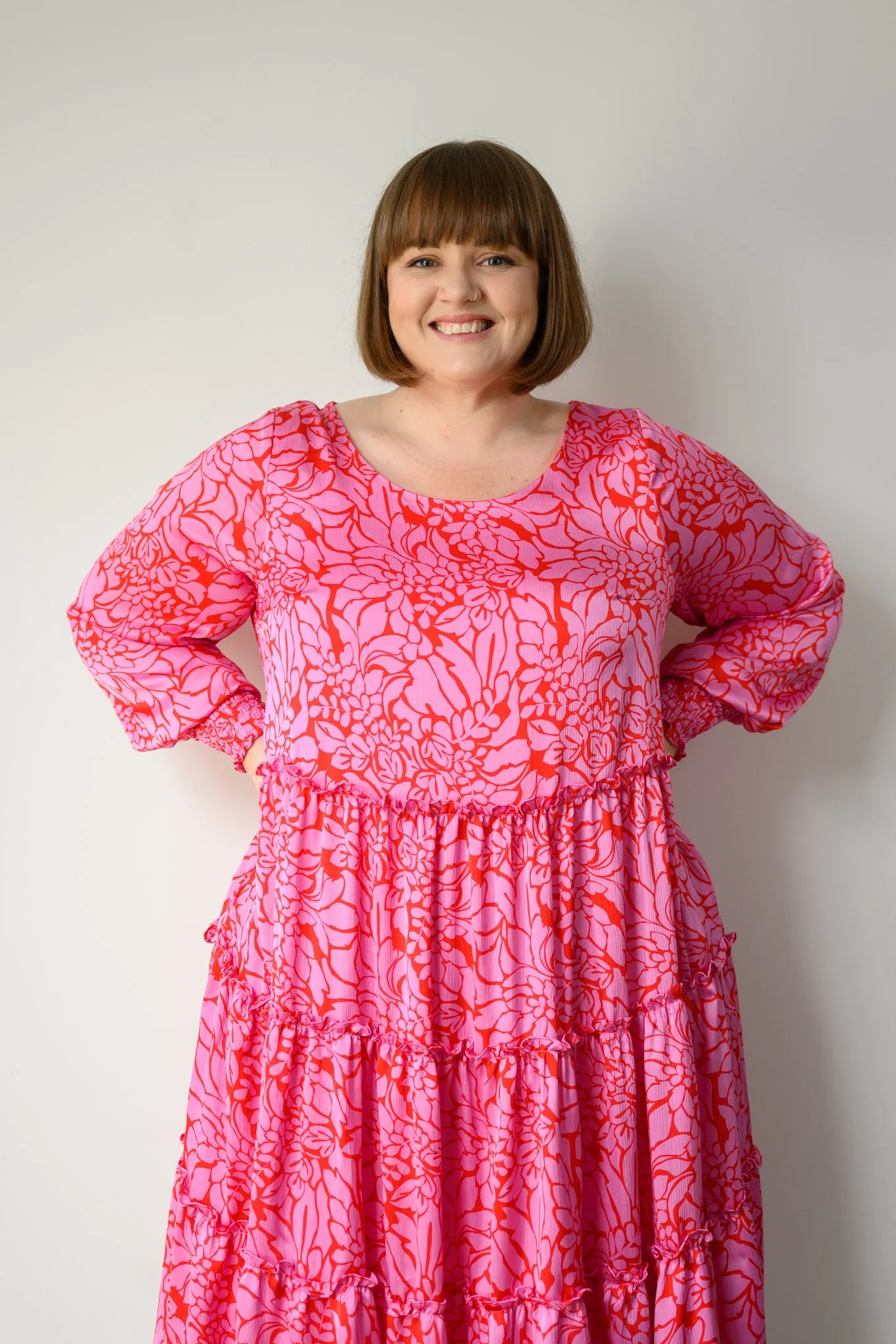 Isabella Dress - Red & Pink Floral