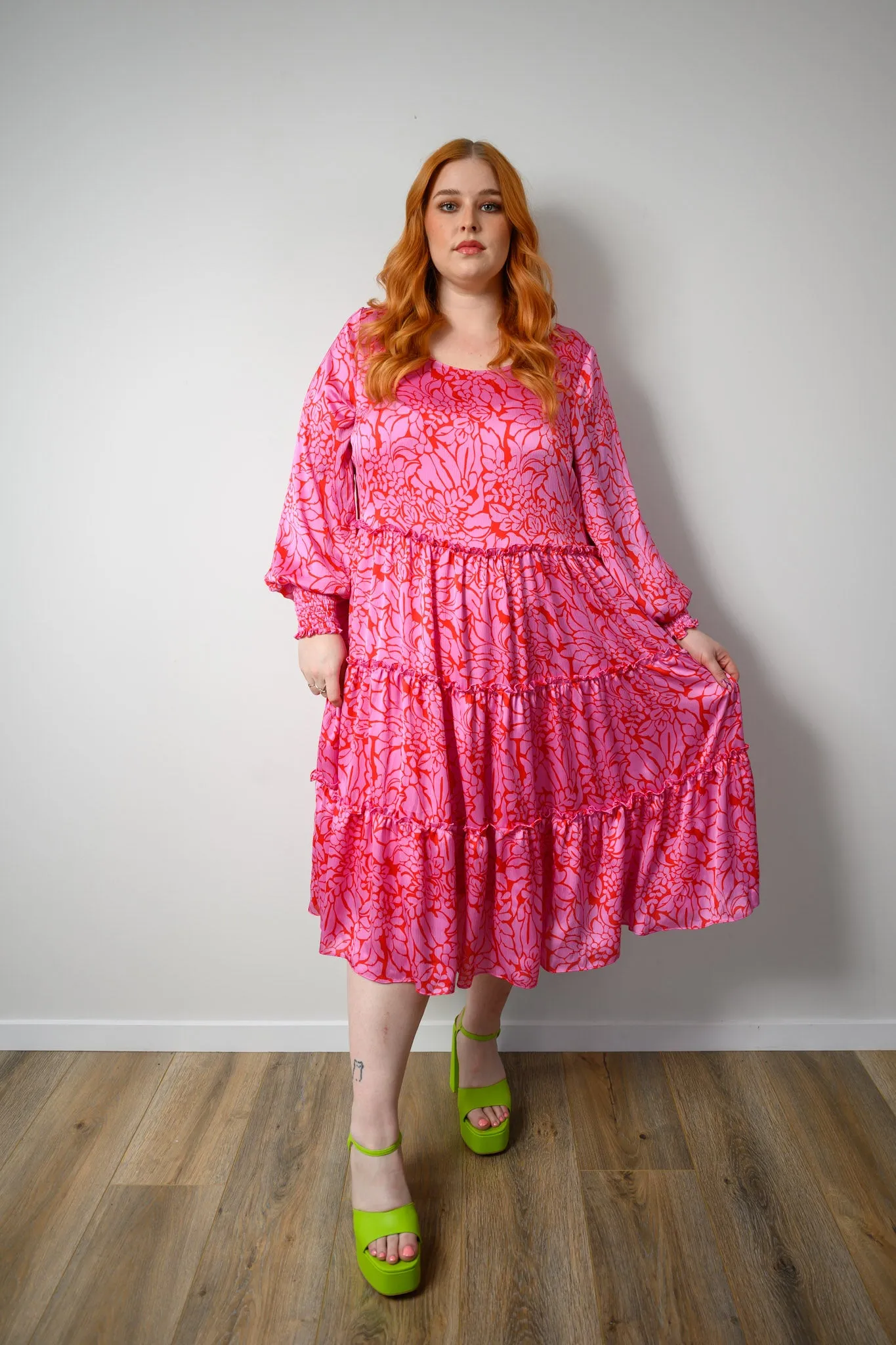 Isabella Dress - Red & Pink Floral