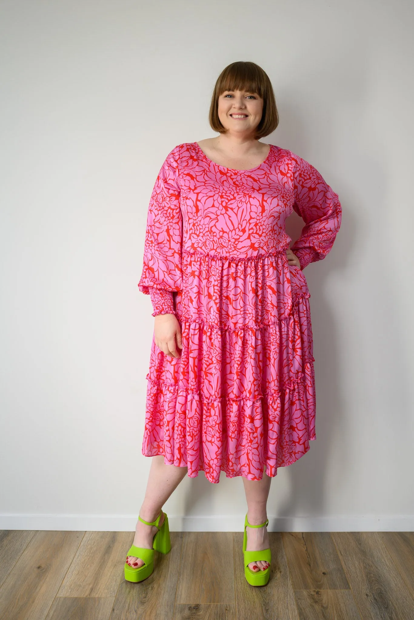 Isabella Dress - Red & Pink Floral