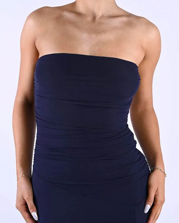 Kalena Strapless Mesh Dress Navy