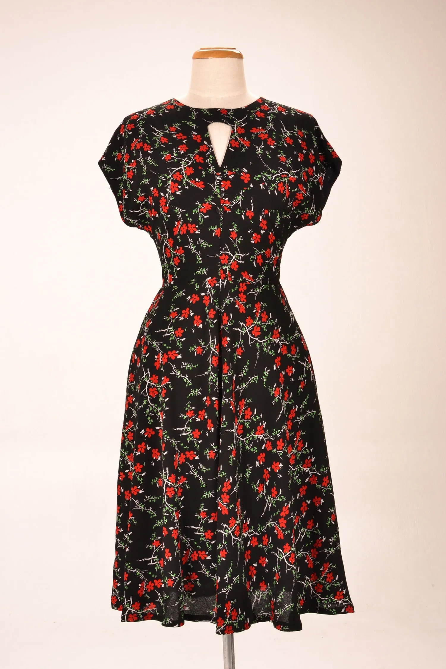 Kay Floral Black & Red Dress