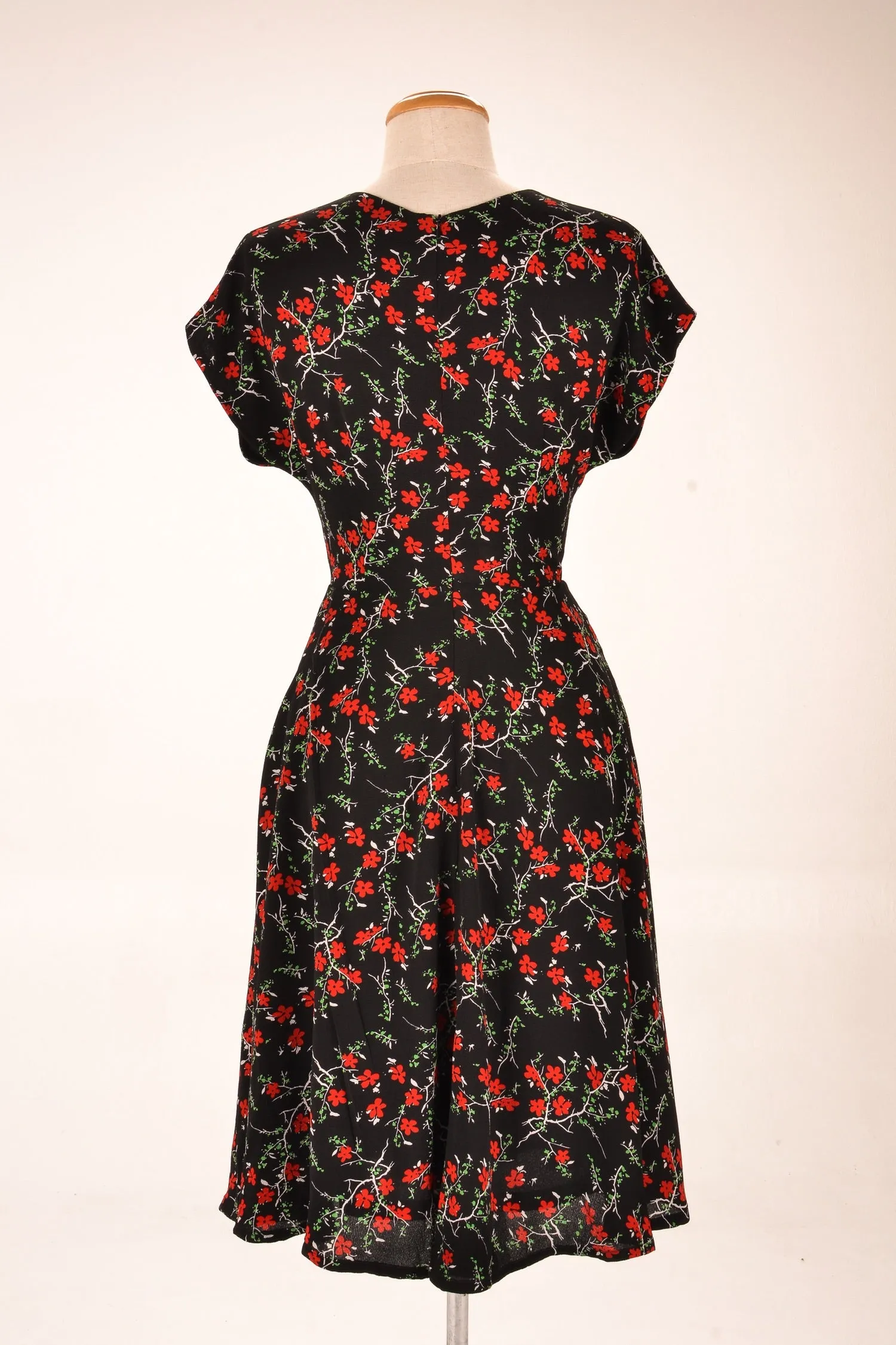 Kay Floral Black & Red Dress