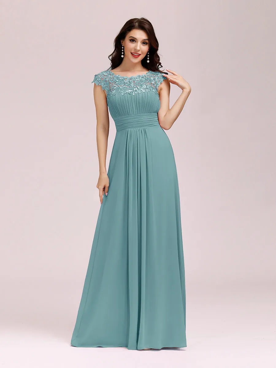 Lacey Neckline Open Back Ruched Bust Wholesale Evening Dresses