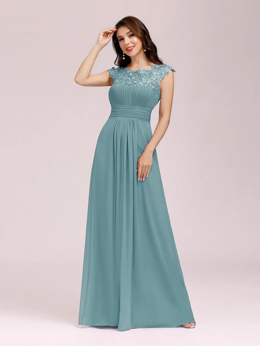 Lacey Neckline Open Back Ruched Bust Wholesale Evening Dresses