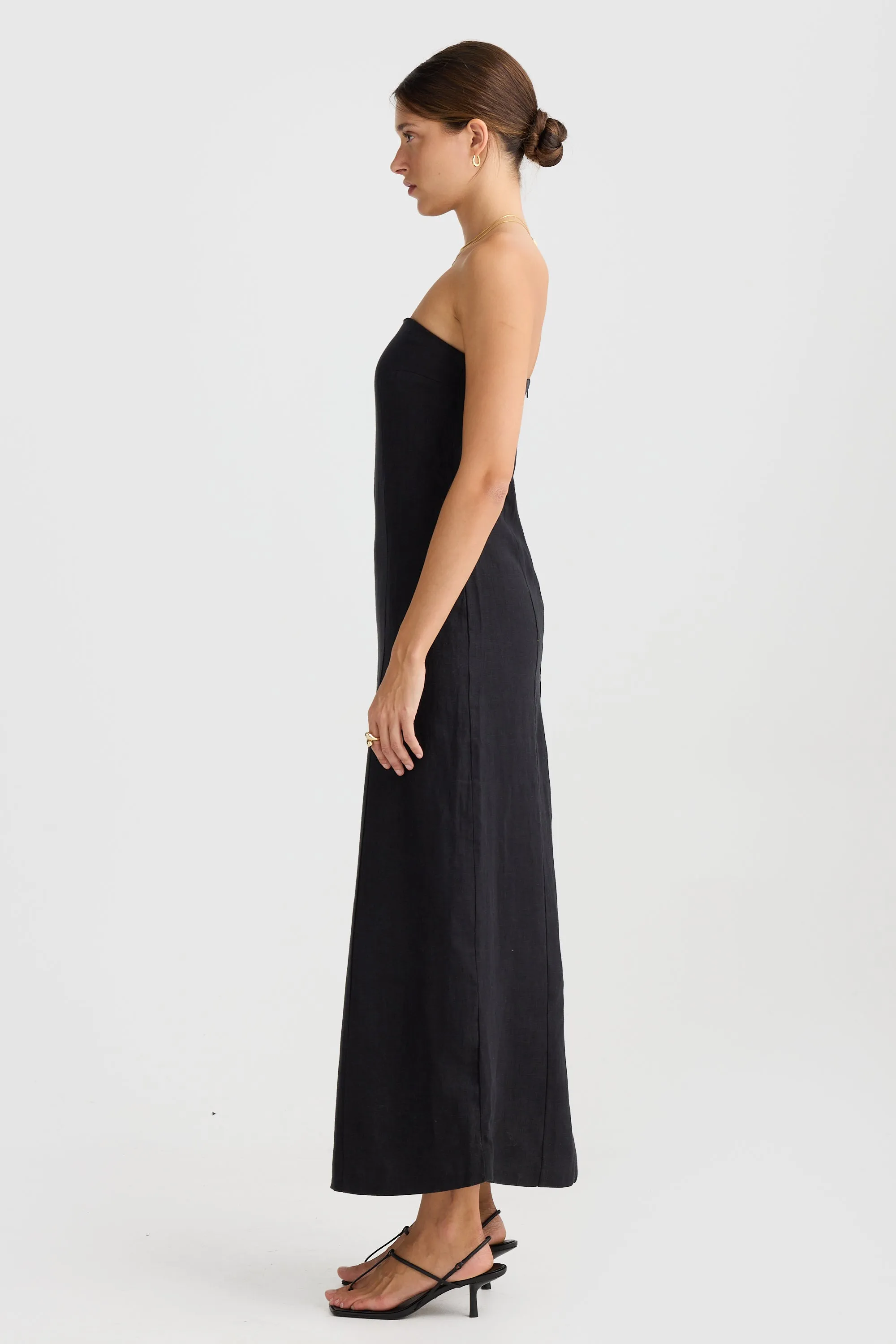 Lola Strapless Midi Dress Black